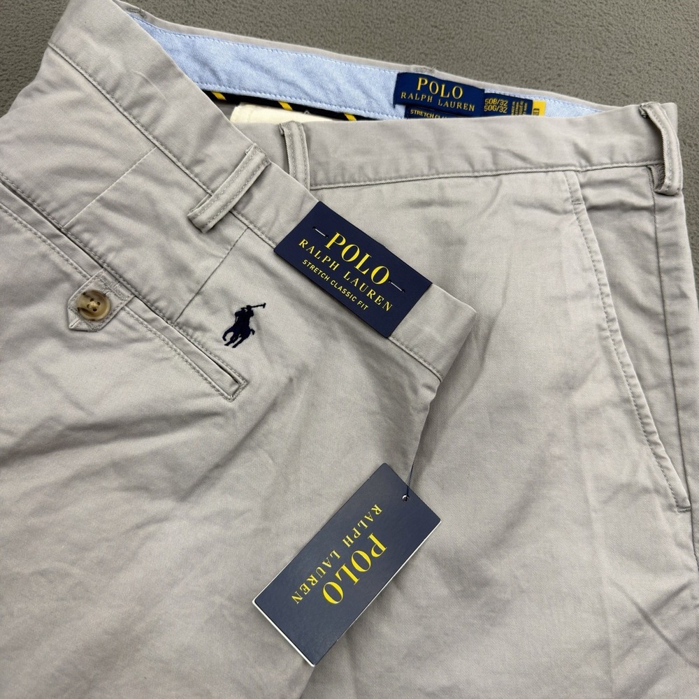 Polo Ralph Lauren Stretch Classic Fit Chino Pants Mens 50Bx32 Khaki Beige Twill